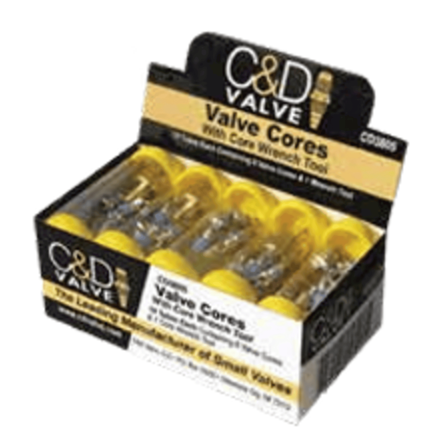 CD3805 - C&D - plastic tube container with six valve cores and one core wrench tool 10EA