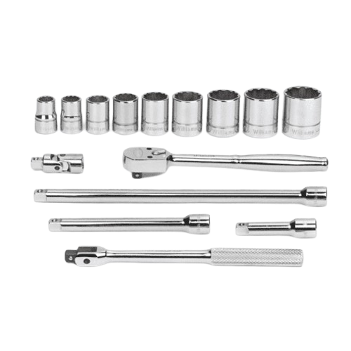 JHWWSB-15FTB - Williams - Socket and Drive Tool Set 3/8" Drive 12-Point SAE Shallow 15pc.