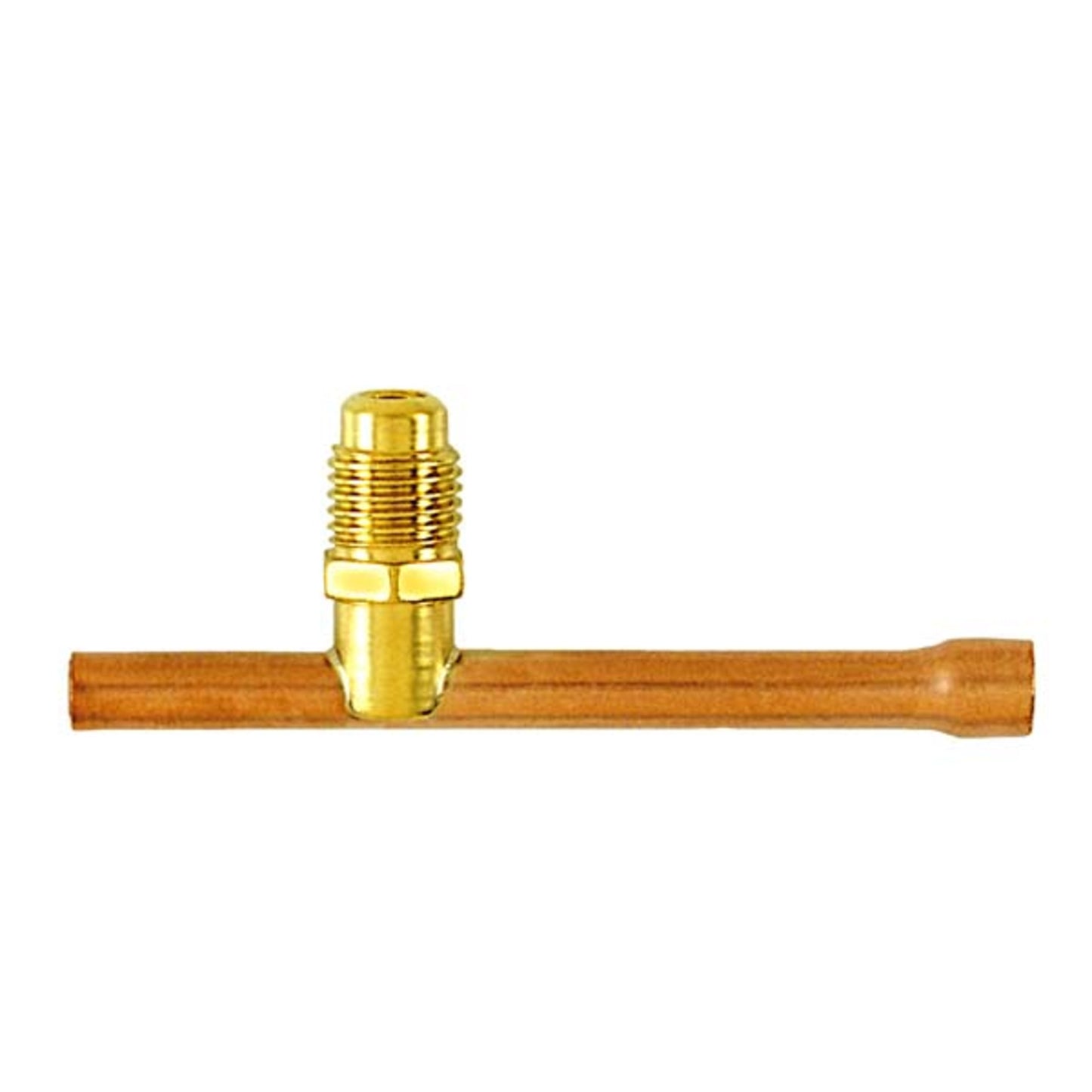 CD8420/2 - C&D - tee with 1/4" m. flare access saddled on 1/4" OD x 3" copper tube, CD2250 2PK