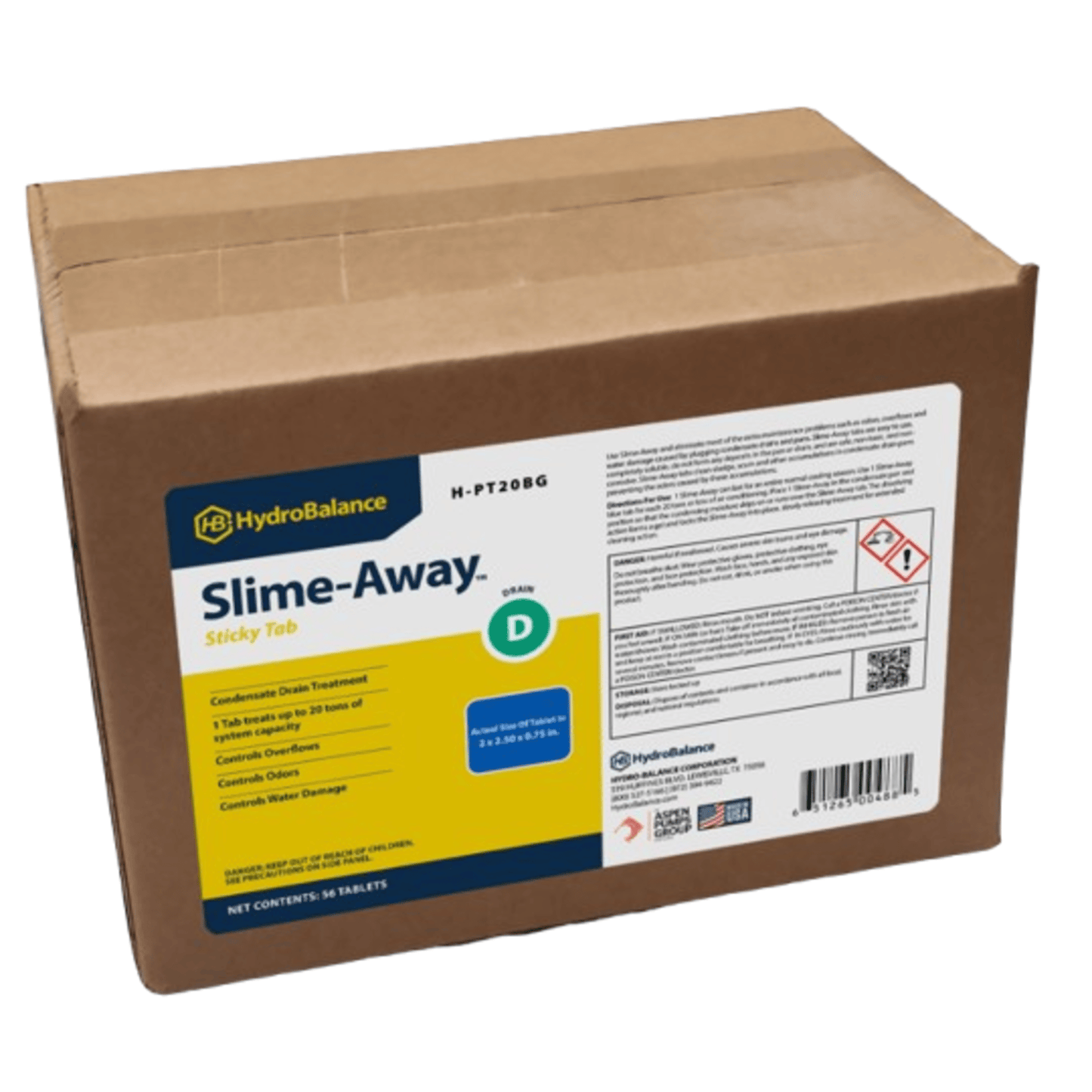 H-PT20BG - HydroBalance - Slime-Away Sticky Tab (Blue) 20-Ton Tab, Bulk-Pk, (56PK)