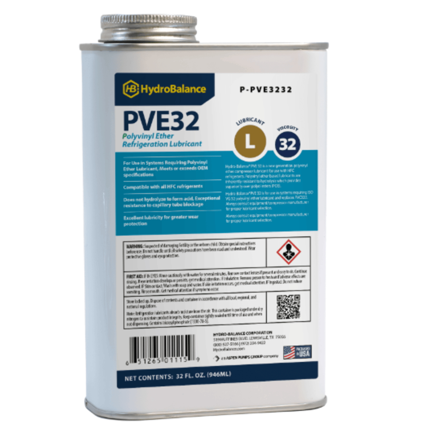 H-PVE3232 - HydroBalance - Ref Lube 1 Quart Metal Can, (4PK)