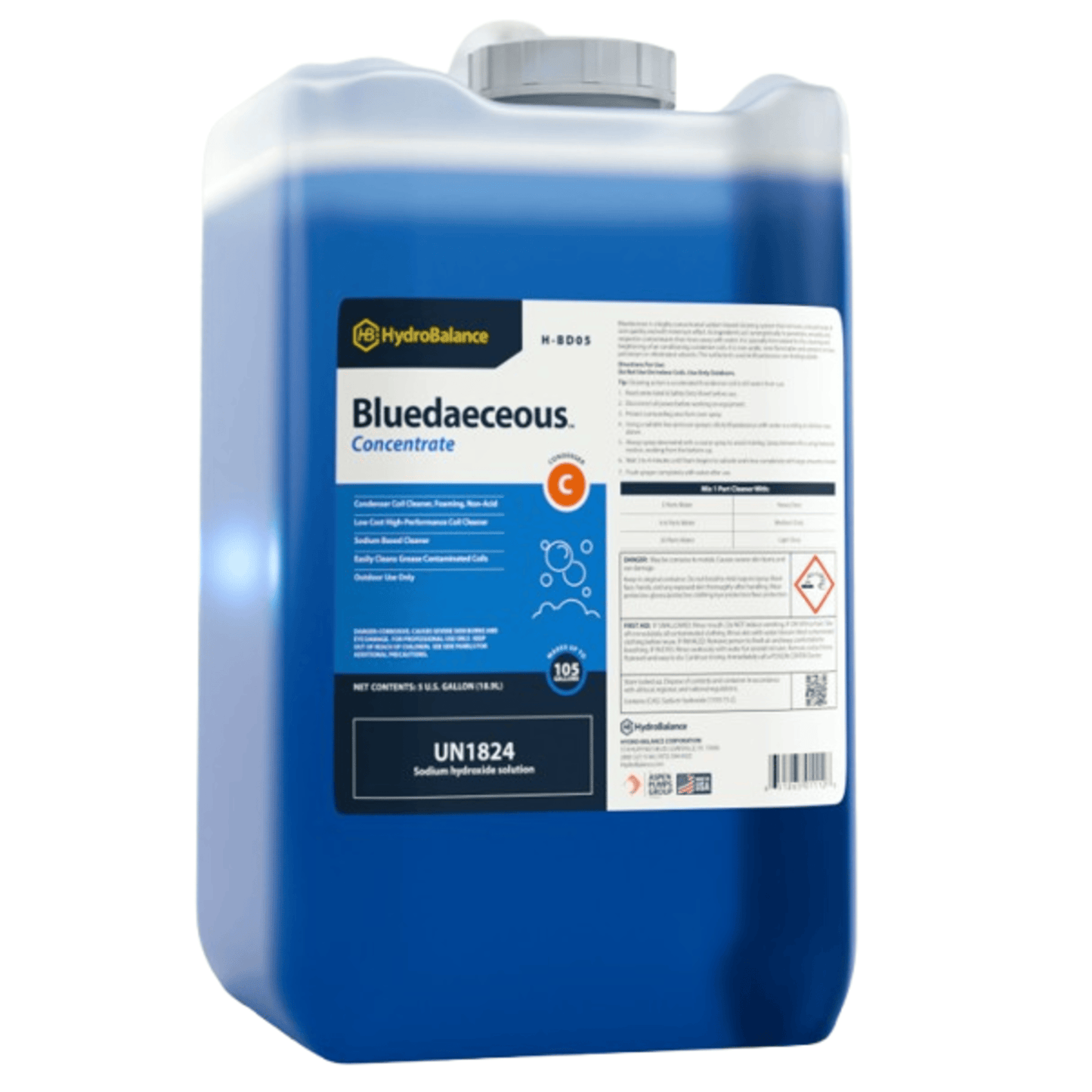 H-BD05 - HydroBalance - Bluedaceous Cond.Coil Cleaner 5-Gal Plastic Pail, (1EA)