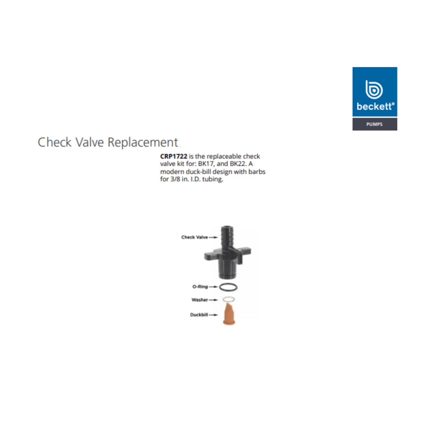Beckett CRP1722 Check Valve Replacement
