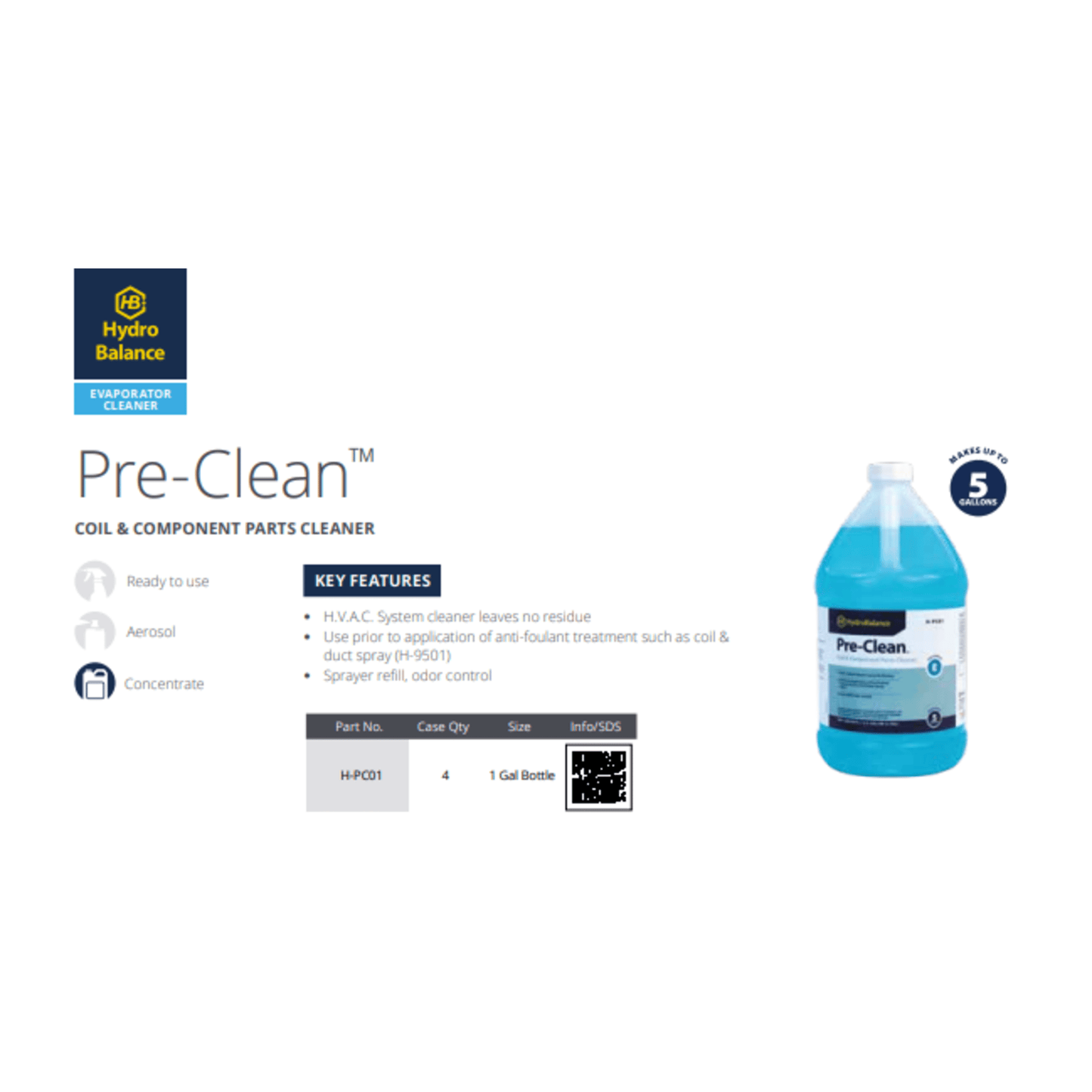 HydroBalance Pre-Clean™ Coil & Component Parts Cleaner