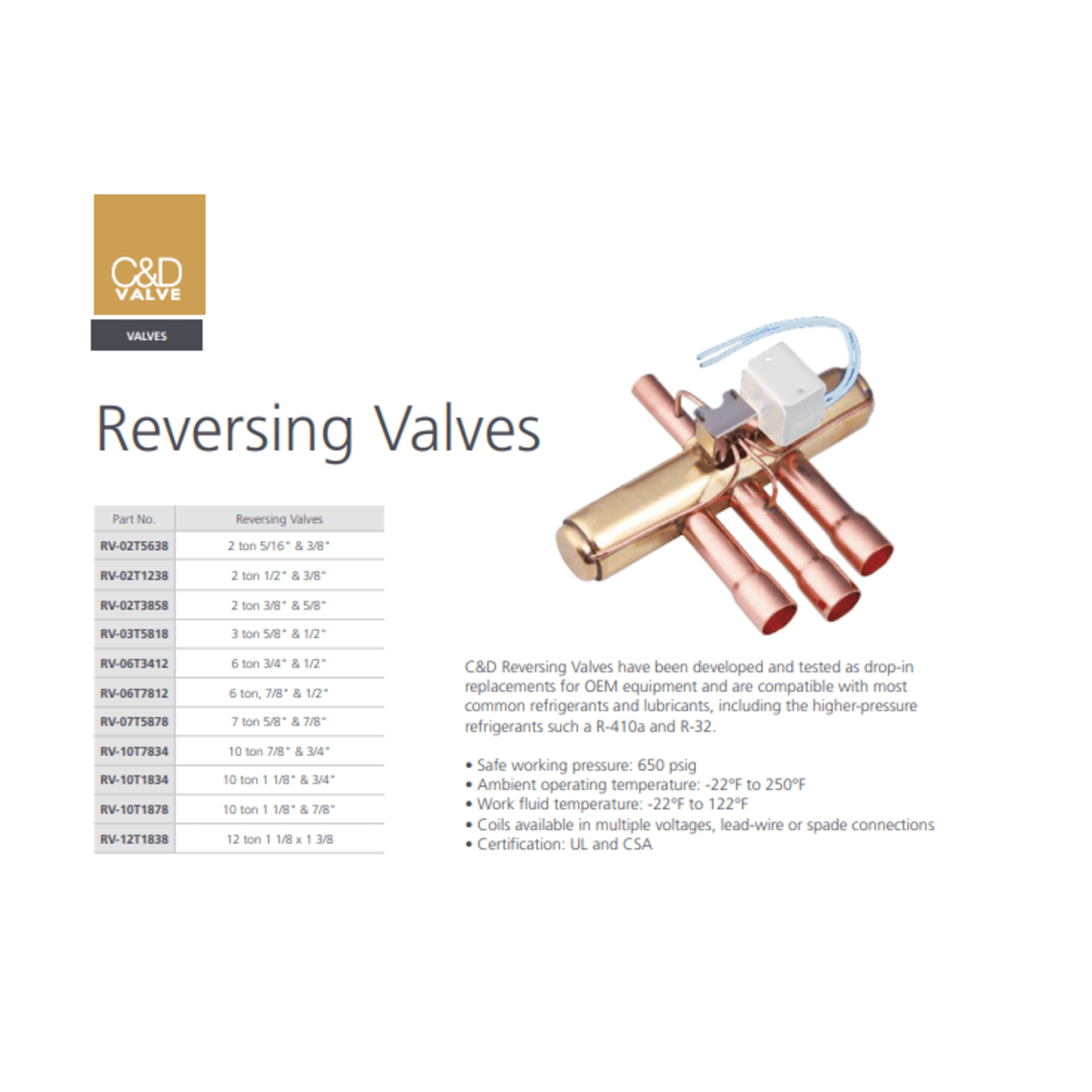 C&D Reversing Valves