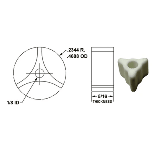 17794 - Crown - .468 DIA. SPIDER 3 PRONG   .128 I.D. 5/16 THICK (1EA)