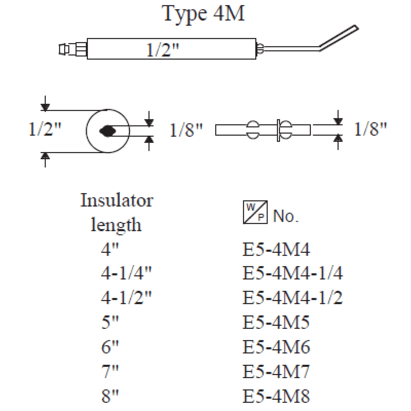 E5-4M6-2PK - Westwood - Type 4M Electrode, 6” 2pk