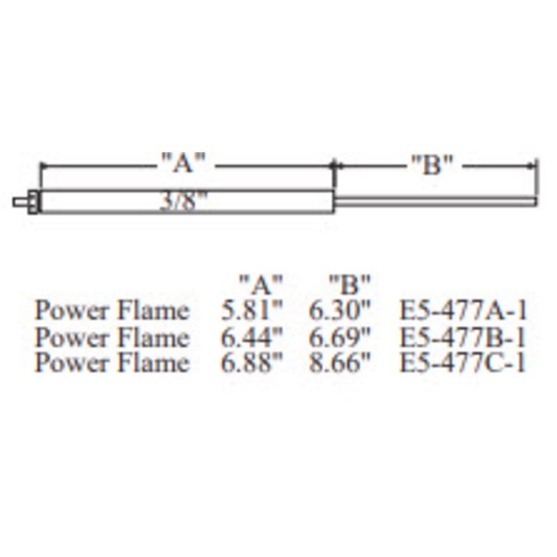 E5-477A-1-2PK - Westwood - 477A, Power Flame Electrode 2pk
