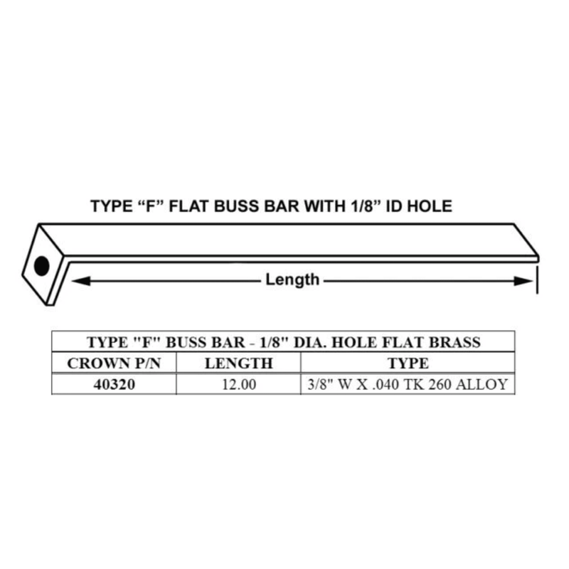 CRO-40320 / WP-E9-TYPE-F-2PK - Crown - Buss Bar 3/8" Wide Flat 12" Length 2pk