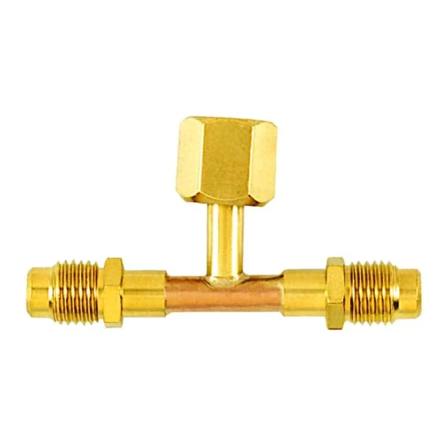 CD9602/2 - C&D - 1/4" m. flare access x 1/4" m. flare access x 1/4" f. and one valve core 2PK