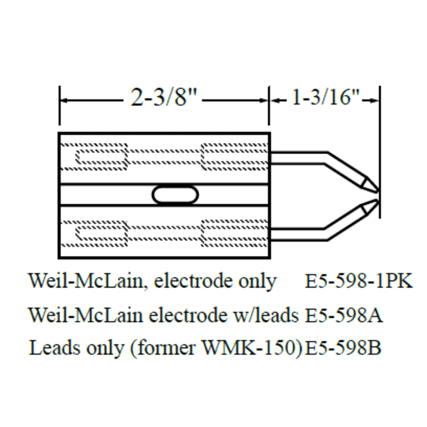 Westwood 598B Leads only - Weil-Mclain Electrode E5-598