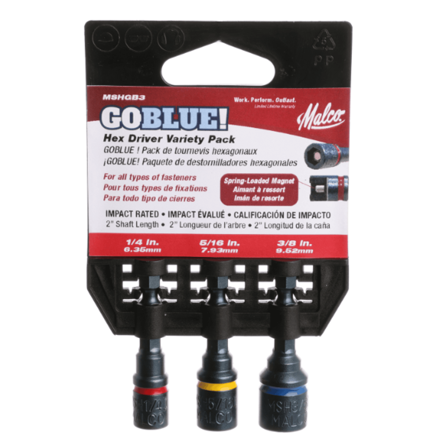 MSHGB3 - Malco - GO BLUE HEX DRIVERS 3 PACK