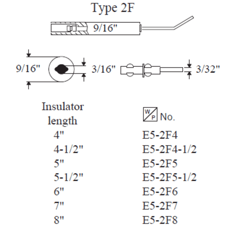 06052 - Type 2F Electrode, 5-1/2” 2pk (Crown replacement for WP-E5-2F5-1/2-2PK)