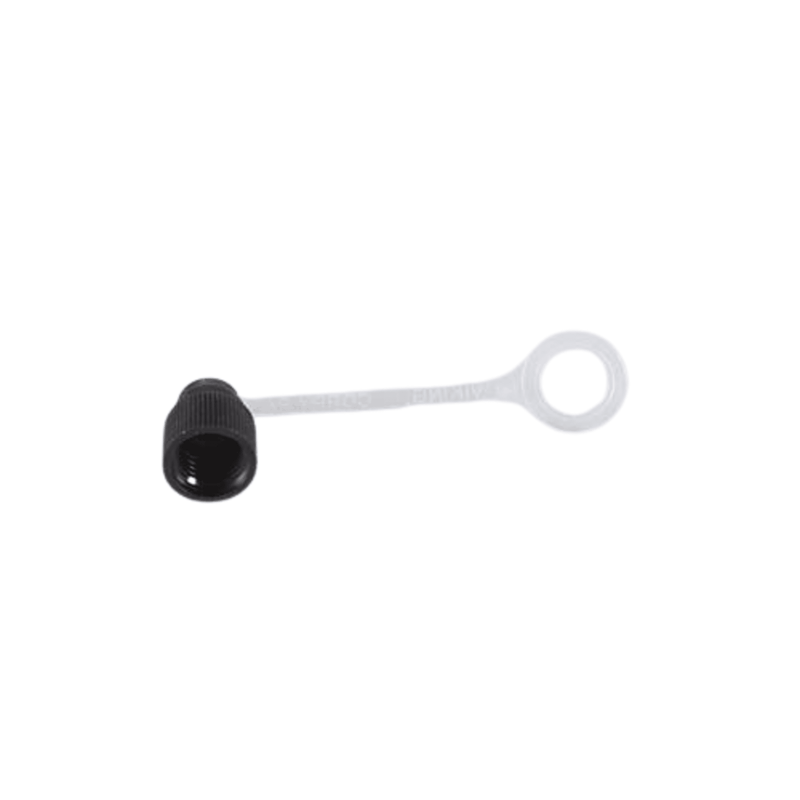 CD2221/6 - C&D - 1/2-16 Acme cap, black glass-filled nylon w/ neoprene o-ring seal and strap 6PK