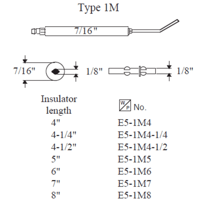 01060 - Type 1M Electrode, 6” 2pk (Crown replacement for WP-E5-1M6-2PK)