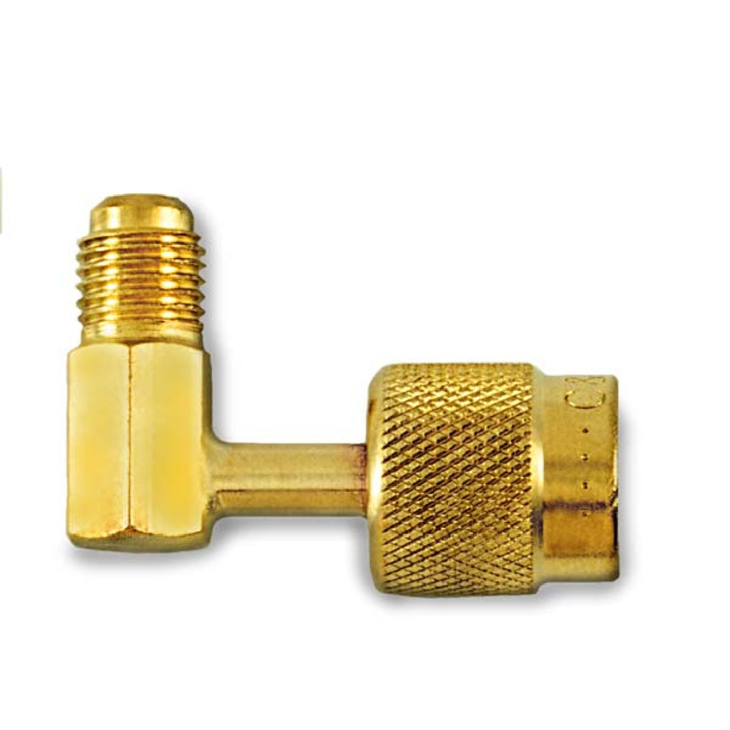 CD2010 - C&D - 1/4" f. flare swivel w/ depressor tip and seal x 1/4" m. flare access, 90° 1EA