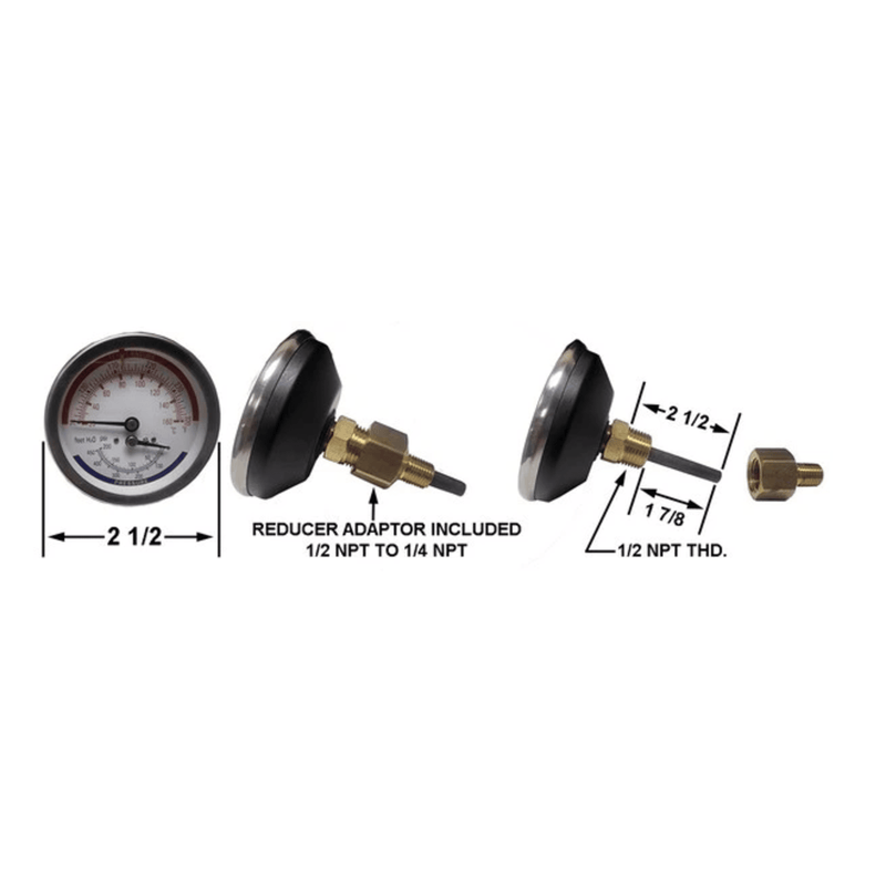 CRO-41462 / WP-H25-15 - Crown - Pressure/Temperature Gauge 1/4" NPT CBM