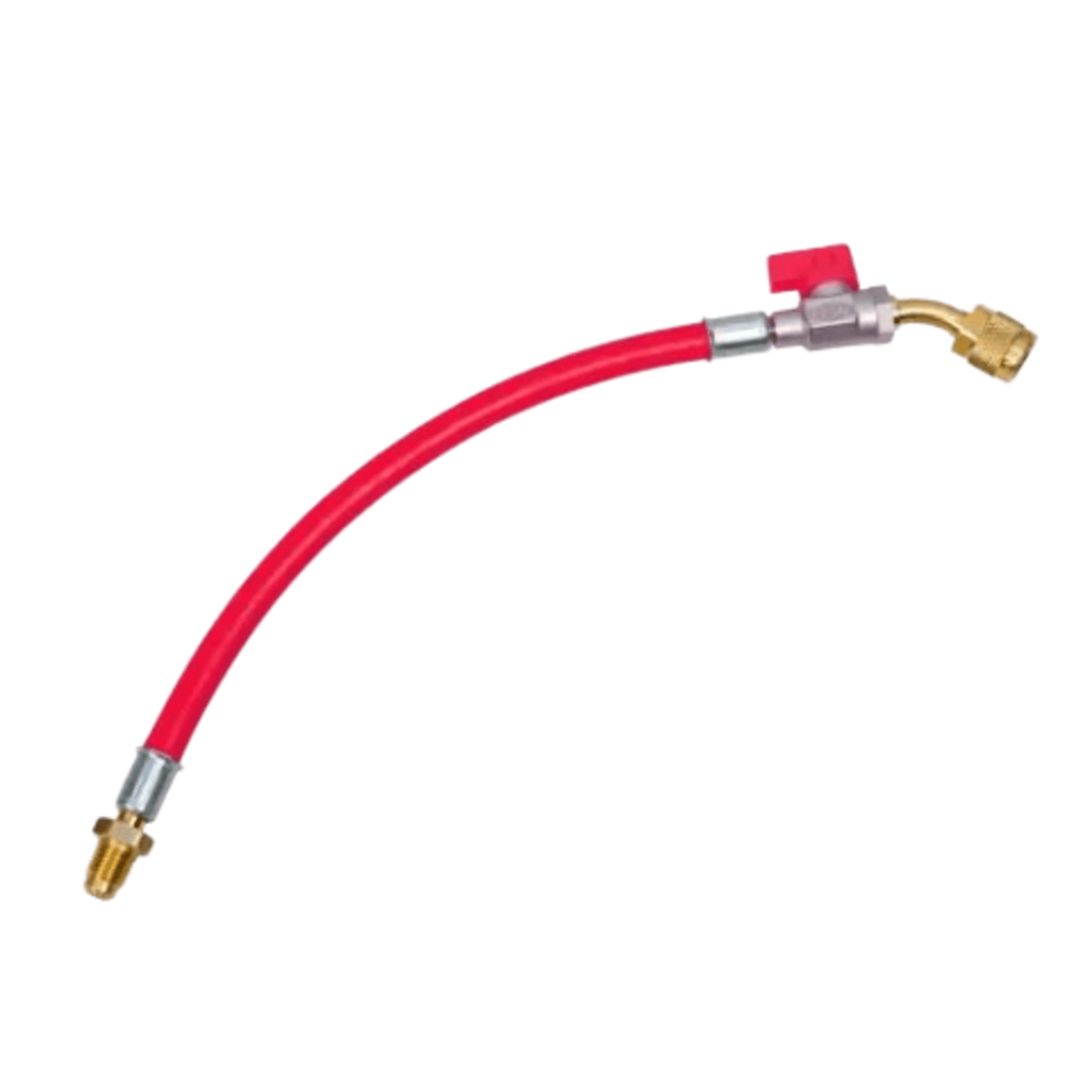 Refco 4682047, CA-CL-9-R-M, Connecting hose, red, with ball valve, 1/4"SAE, 9"