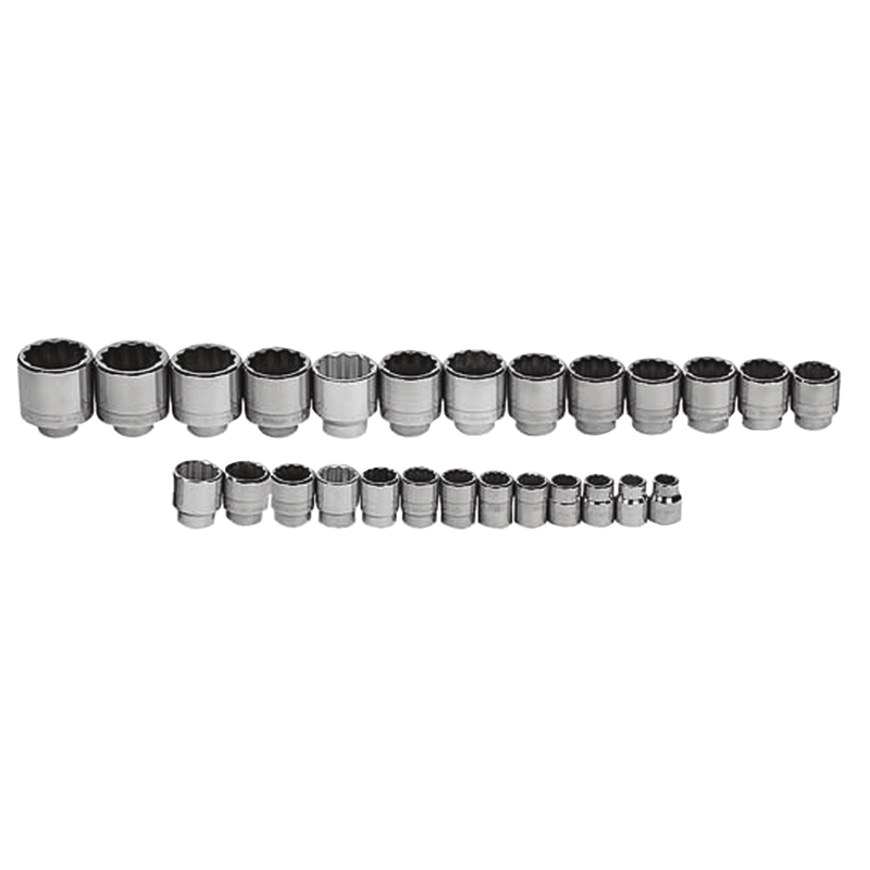 JHWWSH-26RC - Williams - 26pc 3/4" Drive 6-Point SAE Shallow Socket Set on Rail and Clips