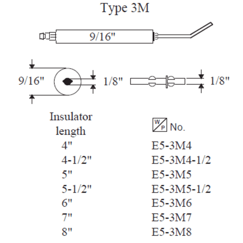 02060 - Type 3M Electrode, 6” 2pk (Crown replacement for WP-E5-3M6-2PK)