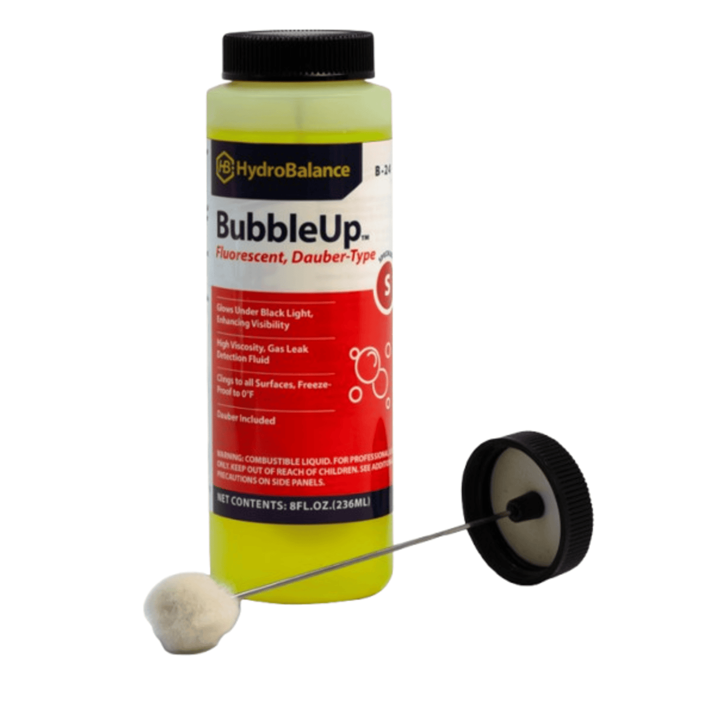 B-24  -  HydroBalance - Bubble-Up Fluorescent Leak Det 8 floz Dauber Bottle, (24 PK)