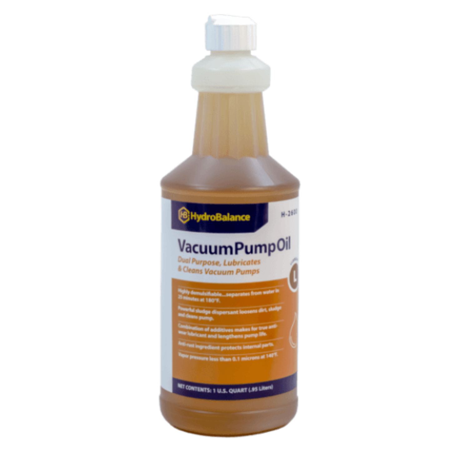 H-2600  -  HydroBalance - Vacuum Pump Oil 1 Quart Btl w/FlpTop, (12PK)