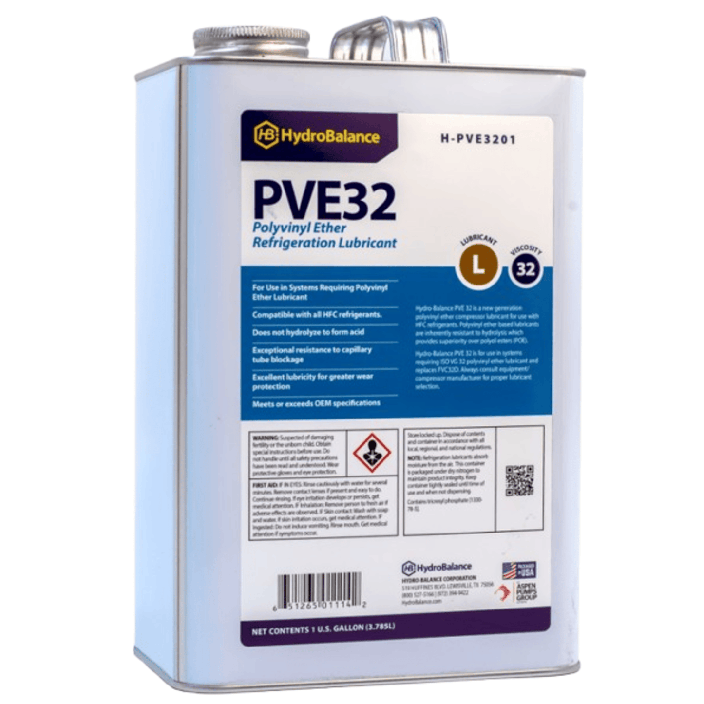 H-PVE3201  -  HydroBalance - Polyvinyl Ether 1 Gal Metal Can, (4PK)