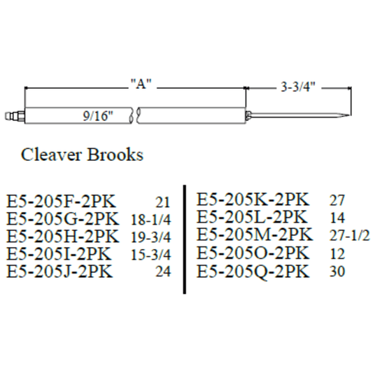 Westwood 205I Cleaver Brooks Electrode 2pk