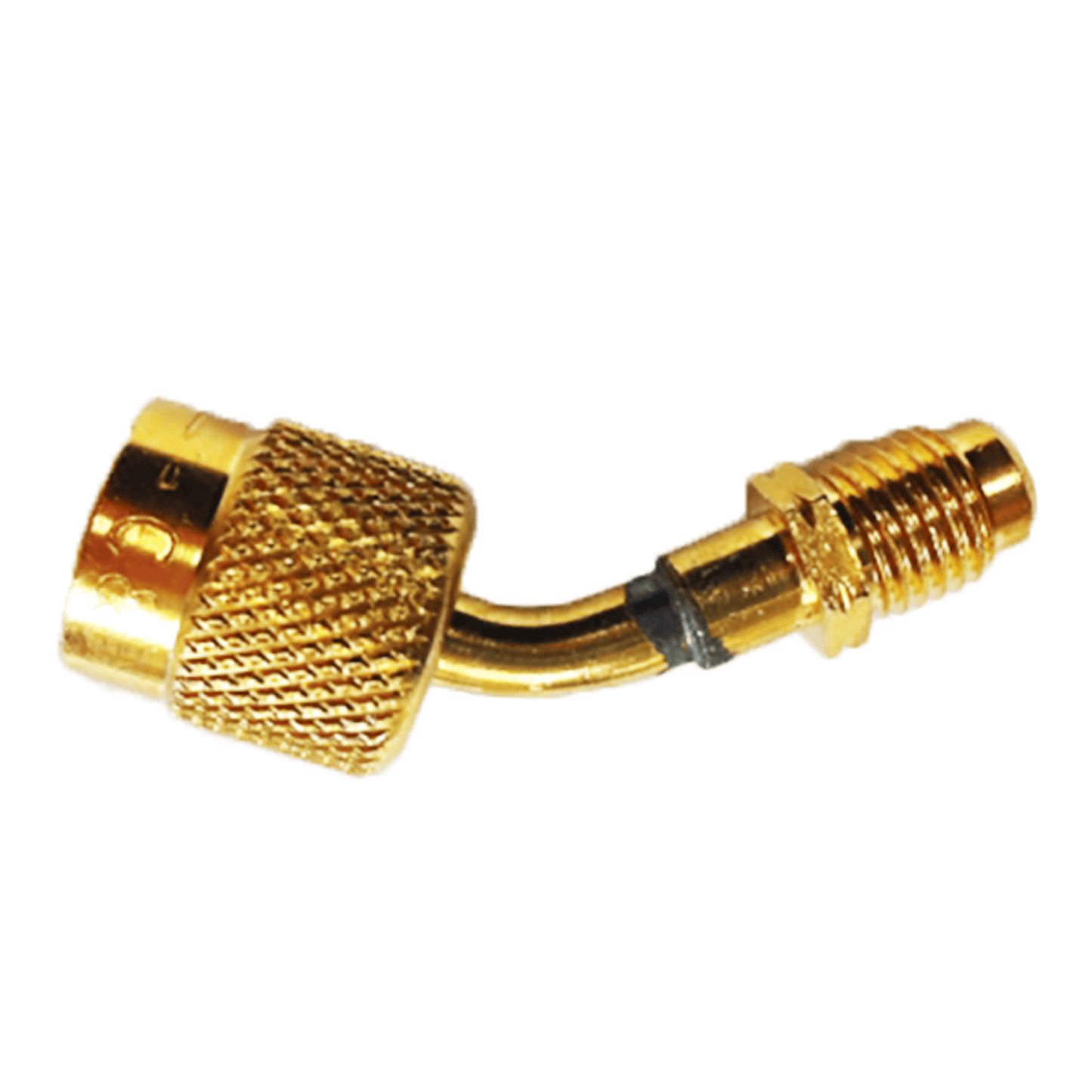 CD2059 - C&D - 5/16" f. flare x 1/4" m. flare adapter with vavle core and depressor tip 1EA