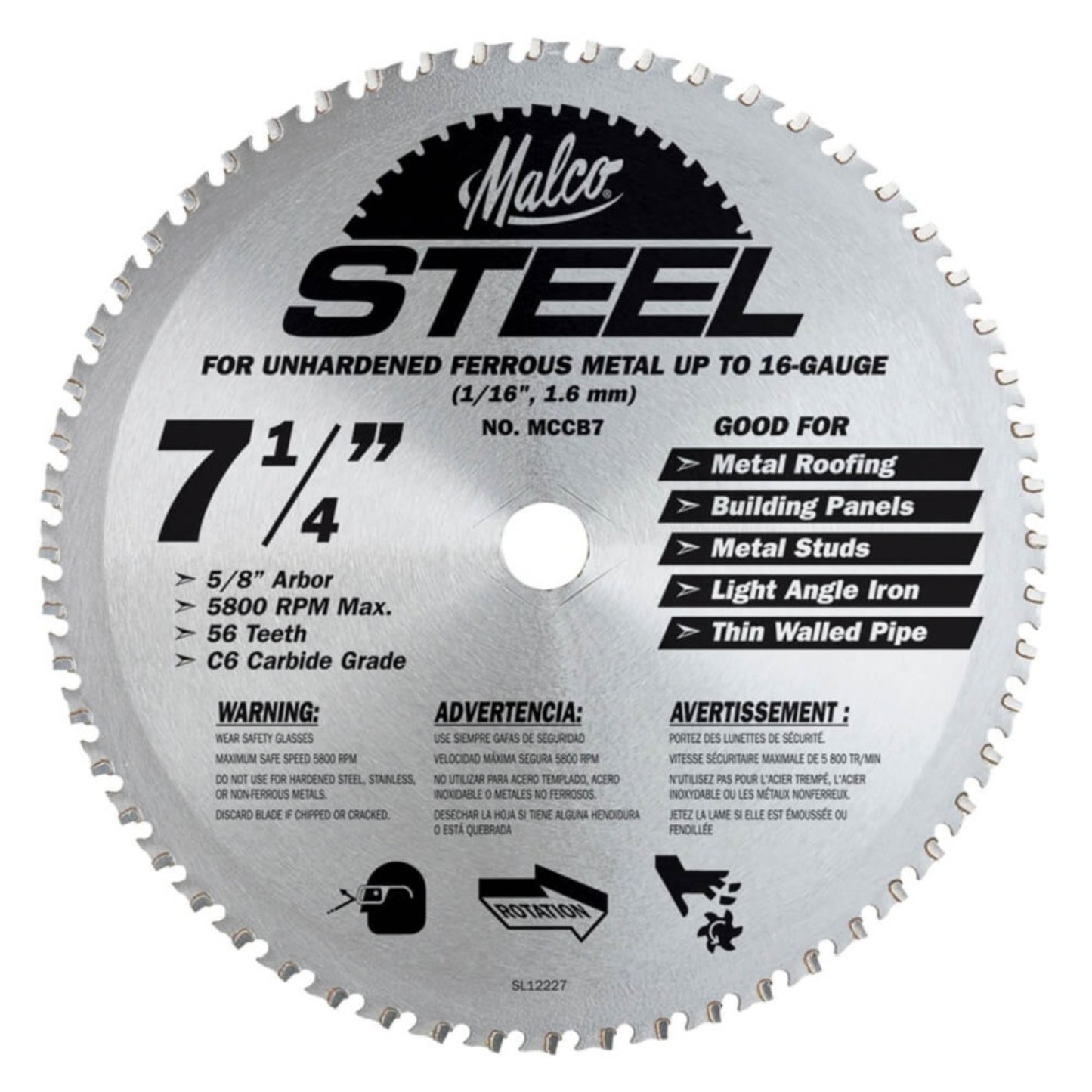 MCCB7 - Malco - CIRC SAW BLADE, METAL, 7.25" (1EA)