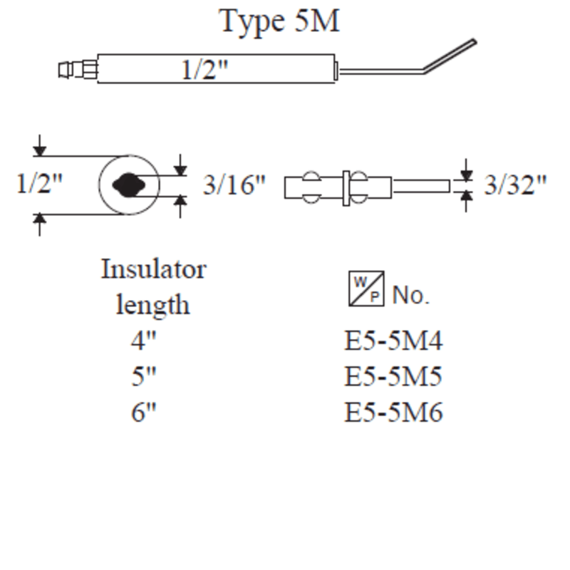 E5-5M4-2PK - Westwood - Type 5M Electrode, 4” 2pk