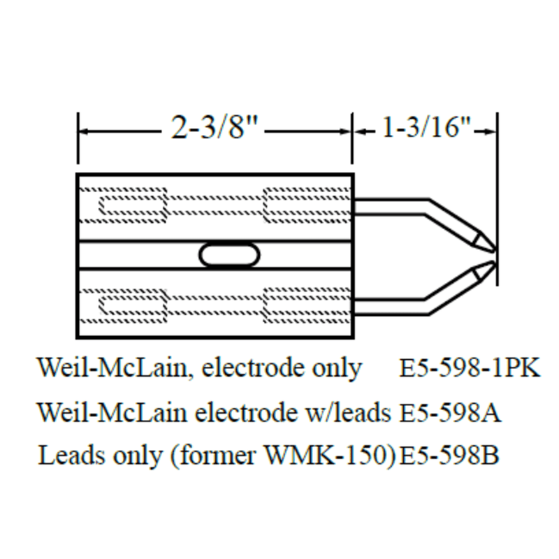 28091K - Weil-Mclain Electrode w/leads (Crown Replacement for WP-E5-598A)