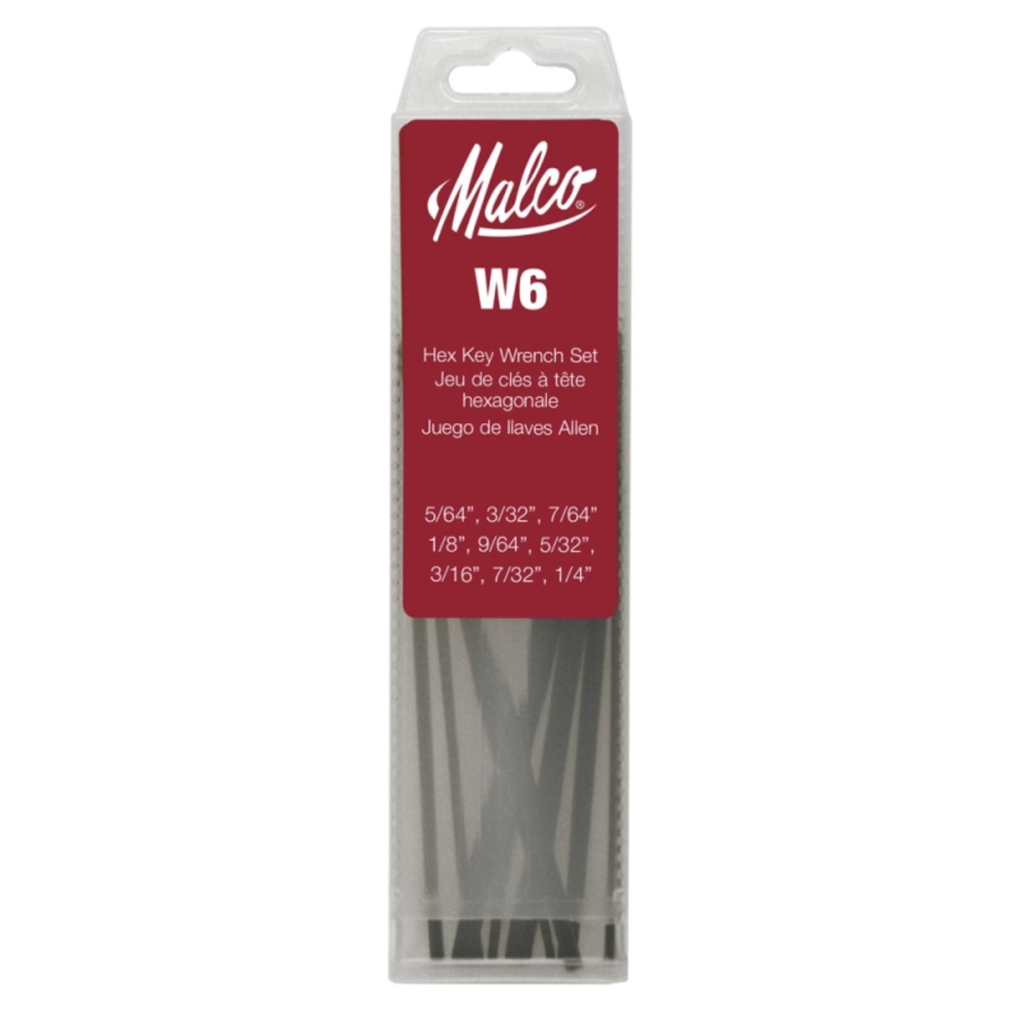 W6 - Malco - HEX KEY, "L", 6", 9-PIECE SET (1EA)