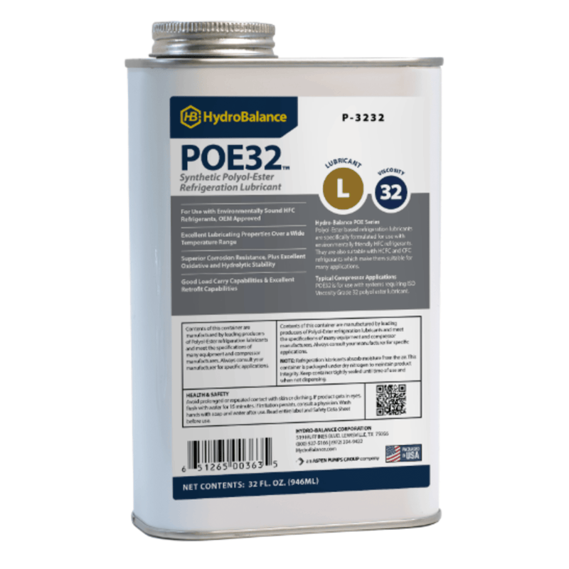 P-3232  -  HydroBalance - ISO 32 Polyol Ester Ref Lube 32 fl.oz. Metal Can, (12PK)