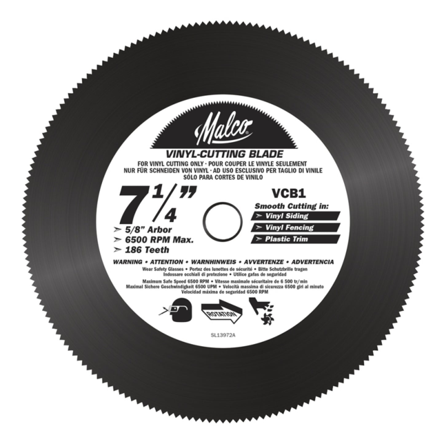 VCB1 - Malco - CIRC SAW BLADE, VINYL, 7.25" (1EA)