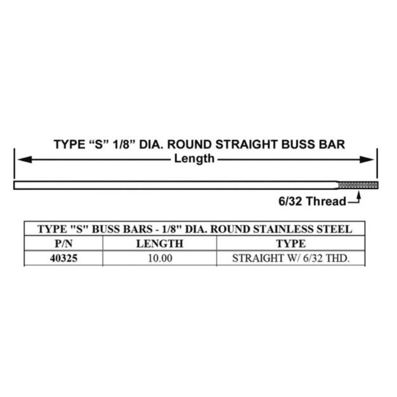 40325 - Crown - Buss Bar S Type SS 10"