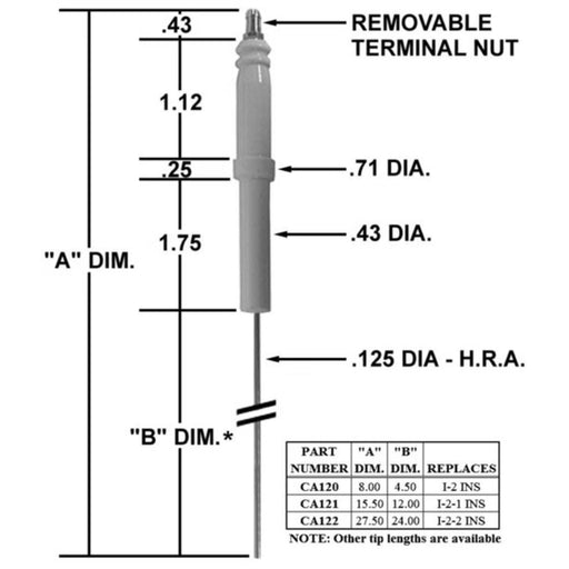 CA120 - Igniter/Replaces Auburn I-2 Insulator