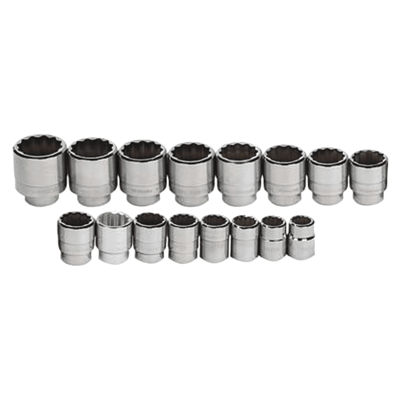 JHWWSH-16RC - Williams - 16pc 3/4" Drive 6-Point SAE Shallow Socket Set on Rail and Clips