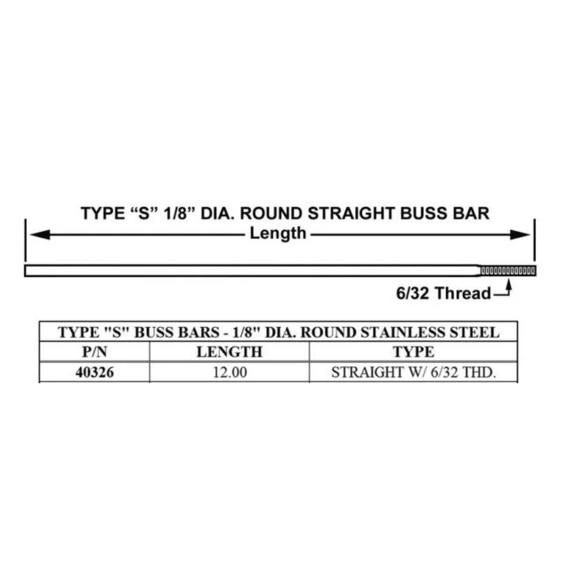 CRO-40326 / WP-E9-TYPE - Crown - Buss Bar S Type SS 12" ST