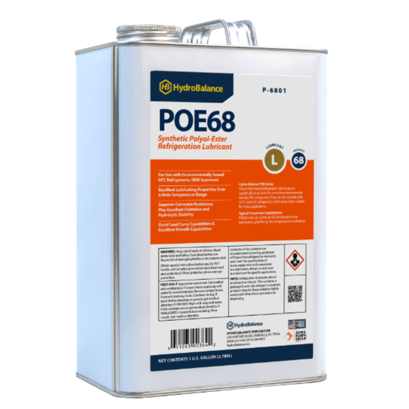 P-E6801  -  HydroBalance - ISO 68s Polyol Ester Ref Lube 1 Gal Metal Can, (4PK)