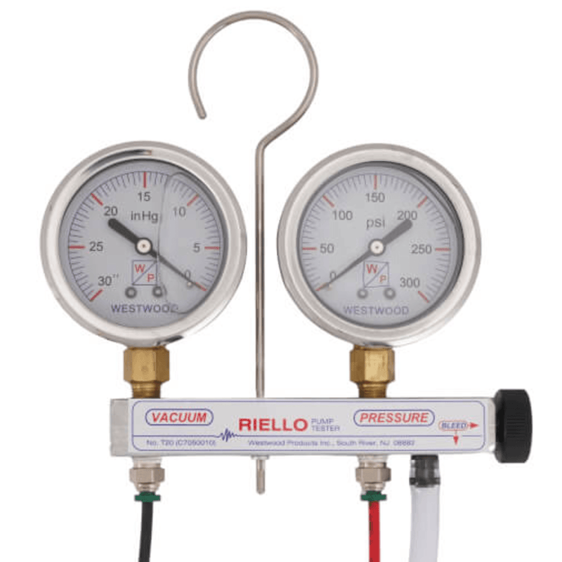 PTK-T20 - RIELLO pump tester, liquid filled gauges, w/case (Crown Replacement for WP-T20)