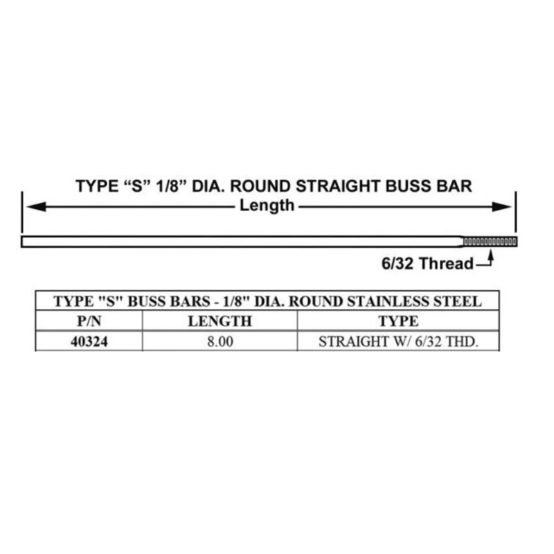 40324 - Crown - Buss Bar S Type SS 8"