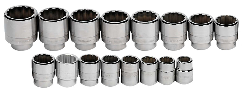 JHWWSH-16TB - Williams - 16pc 3/4" Drive 6-Point SAE Shallow Socket Set