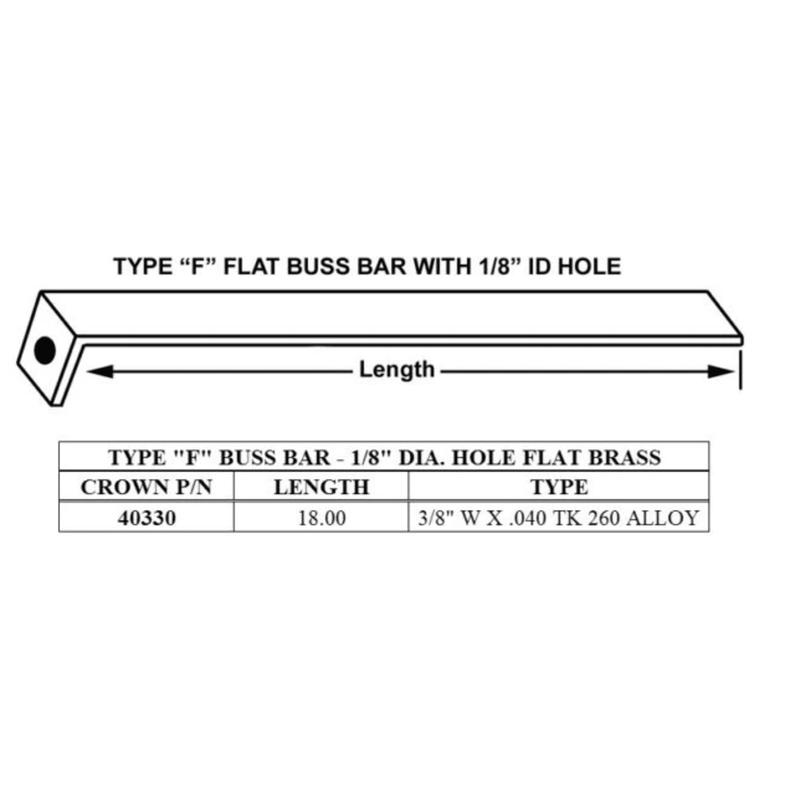 40330 - Crown - Buss Bar F Type Brass 18"