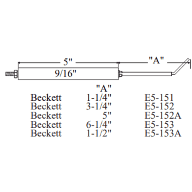 E5-152A-2PK - Westwood - 152A, Beckett Electrode 2pk