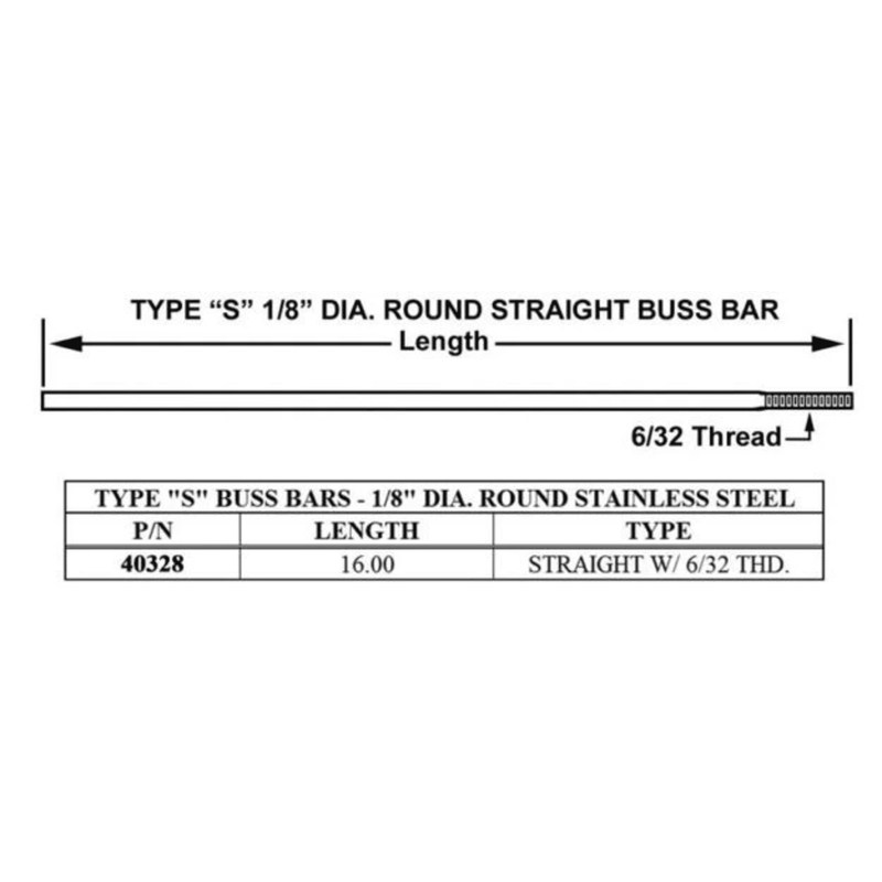 40328 - Crown - Buss Bar S Type SS 16"