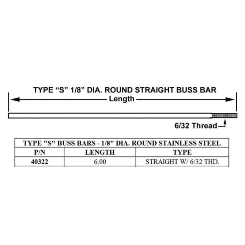 40322 - Crown - Buss Bar S Type SS 6"
