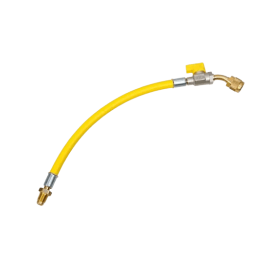 Refco 4682039, CA-CL-9-Y-M, Connecting hose, yellow, with ball valve, 1/4"SAE, 9"