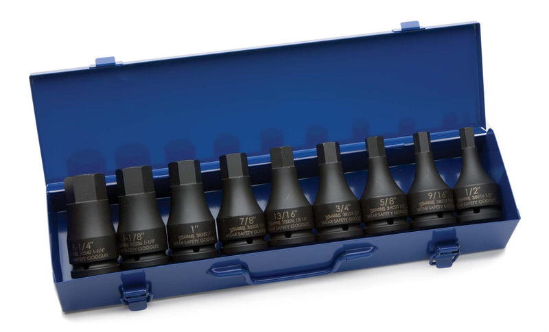 JHW38903 - Williams - 9 pc 3/4" Drive -Point SAE Hex Driver One Piece Impact Hex Bit Driver Set