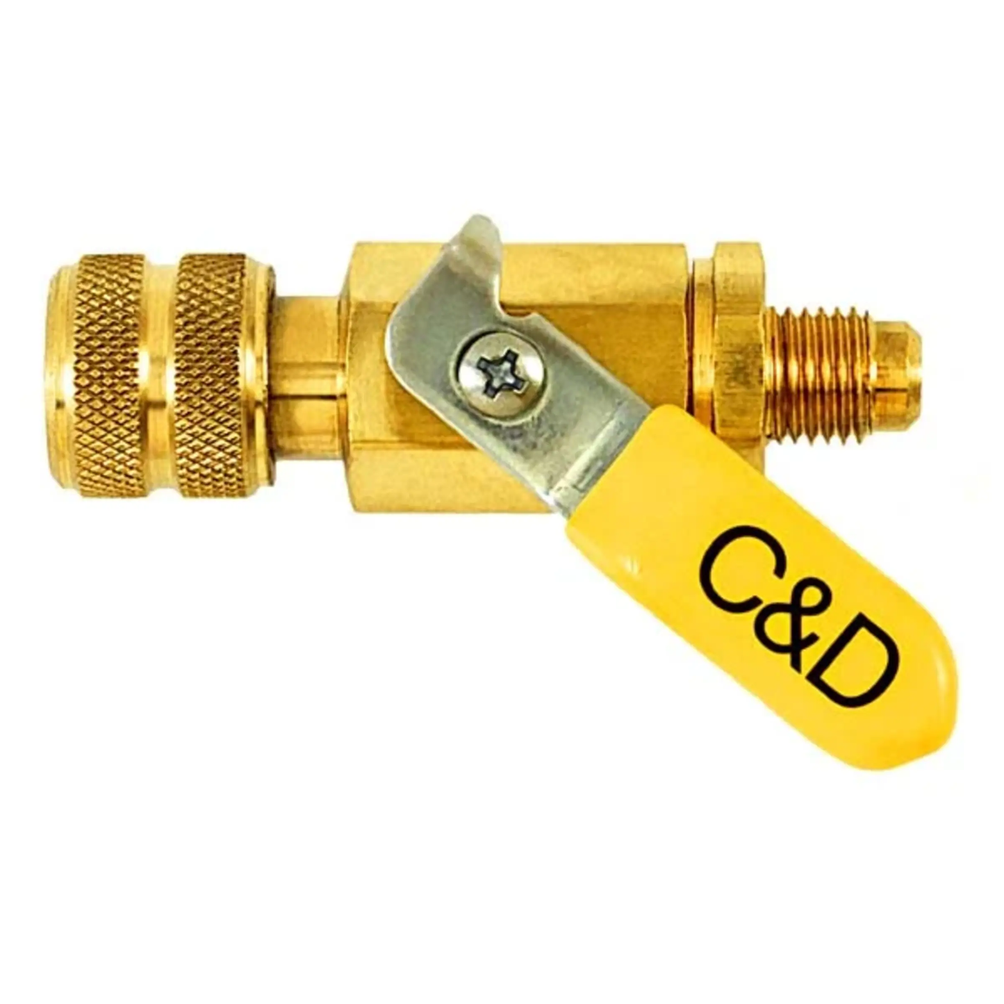 CD4040 - C&D - 1/4" f. flare coupler x 1/4" m. flare straight ball valve w/ depressor tip 1EA